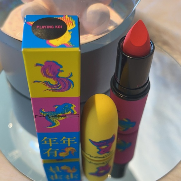 MAC Moon Masterpiece Powder Kiss Lipstick Playing Koi (vibrant coral orange) - Picture 2 of 7